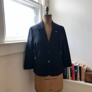 Anthropologie Ett Twa Navy Elbow Patch Blazer